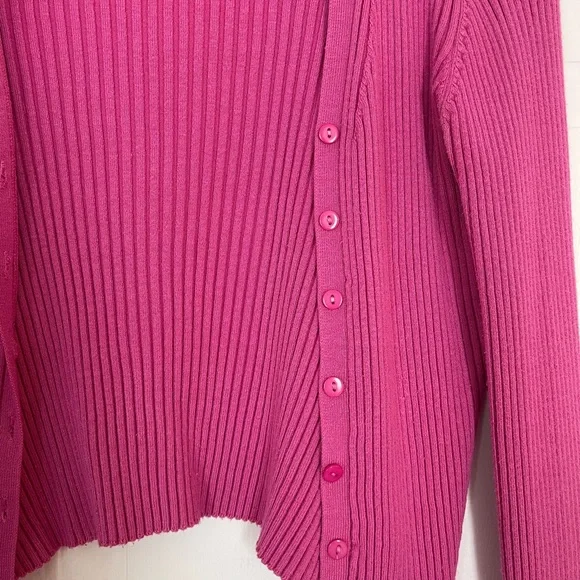 Point Zero Women's Vibrant Pink Ribbed Cardigan - Picture 4 of 4